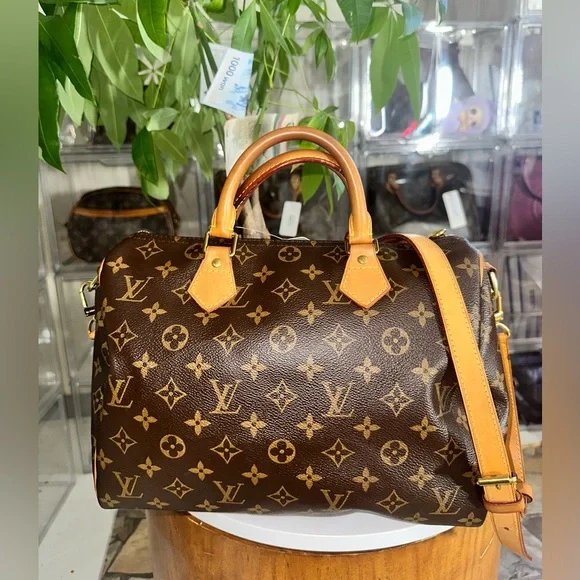 Louis Vuitton Brown Bandolier and Tan Monogram Satchel - Picture 2 of 10